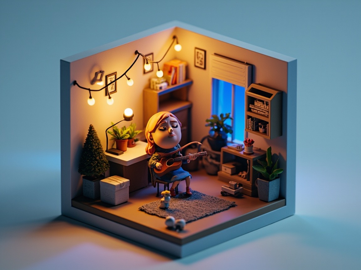 AI微缩小屋写真